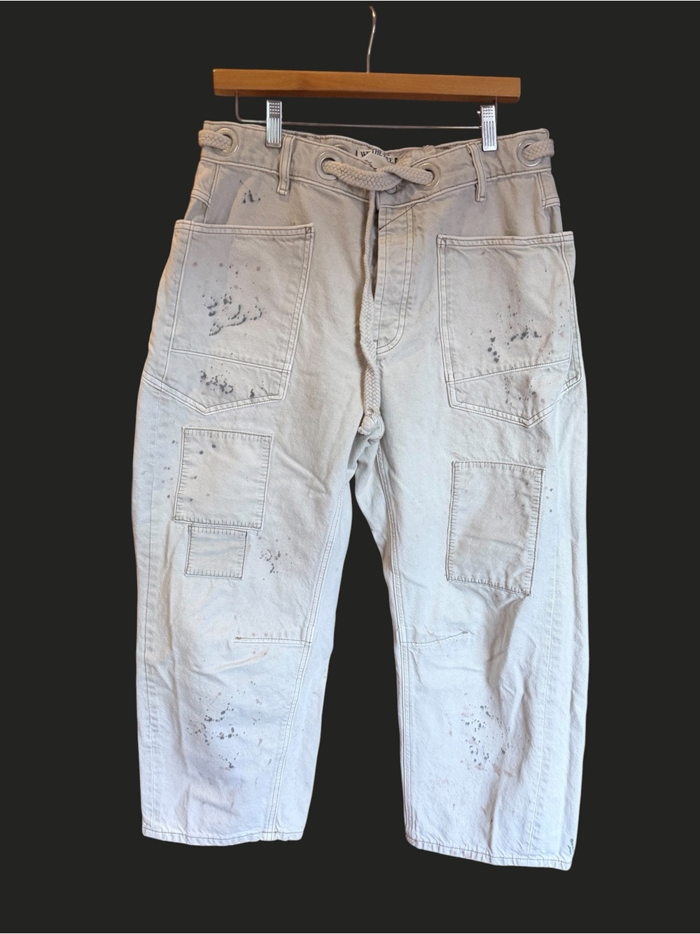 NWT FREE PEOPLE WE THE FREE Moxie Low Slung Barrel Jeans Jetty Splatter‎ 29 - Picture 4 of 16